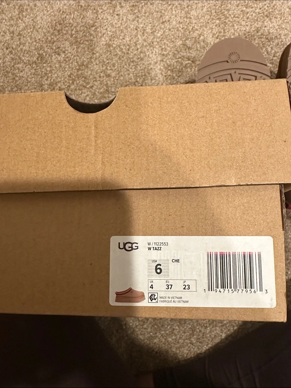 UGG Chestnut Suede Slip-On Mules with Red Accent